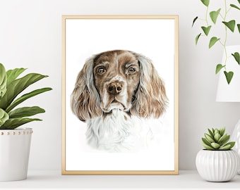 Personalised colour Pet Portrait hand-drawn from your photos, Custom pet portrait