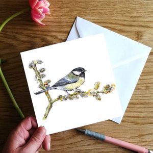 Carte de vœux de la mésange - cartes d’oiseaux - carte d’oiseau de jardin - carte vierge