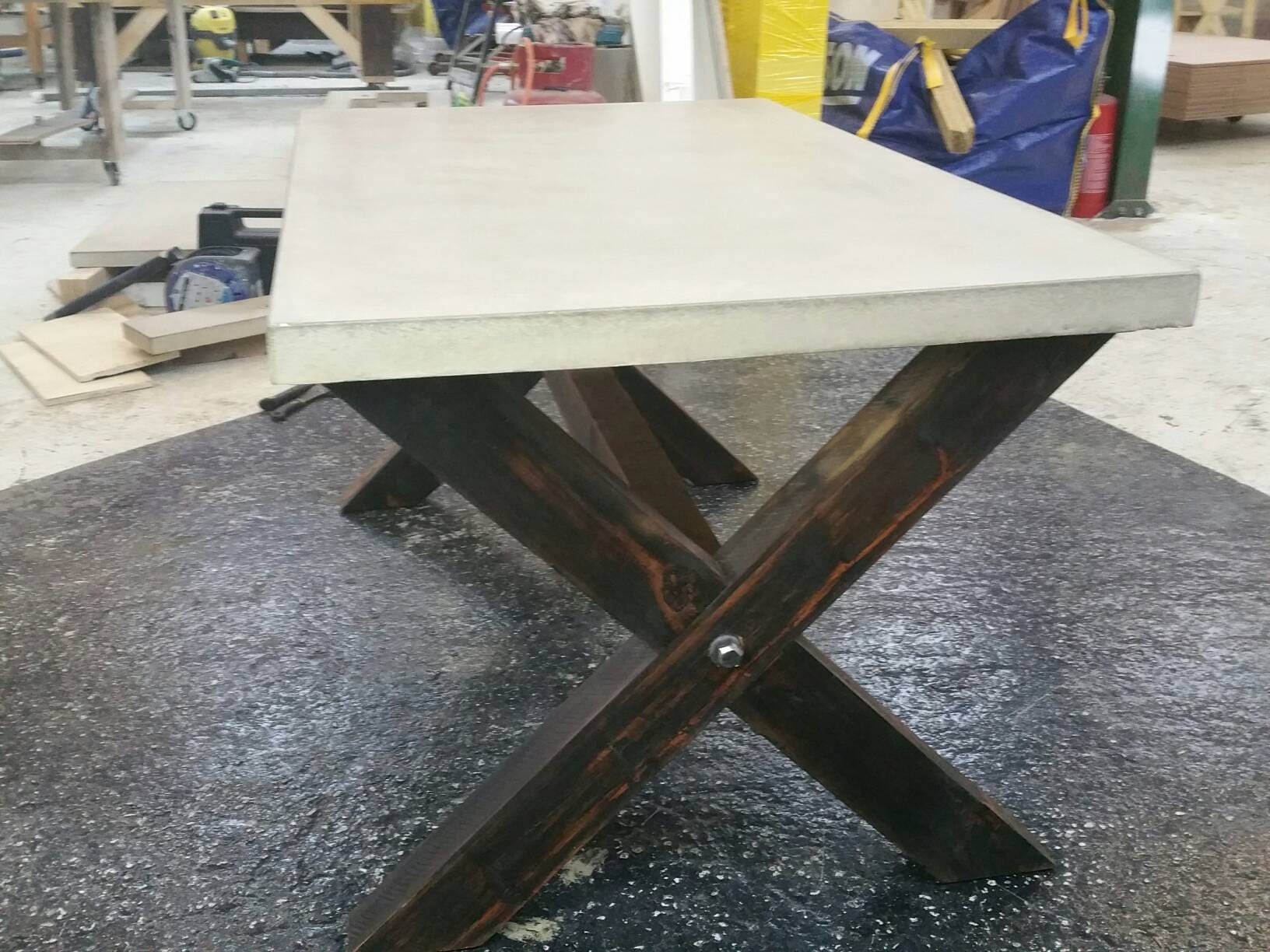 Concrete Dining Table With Reclaimed Timber Legs by Kelham Etsy UK