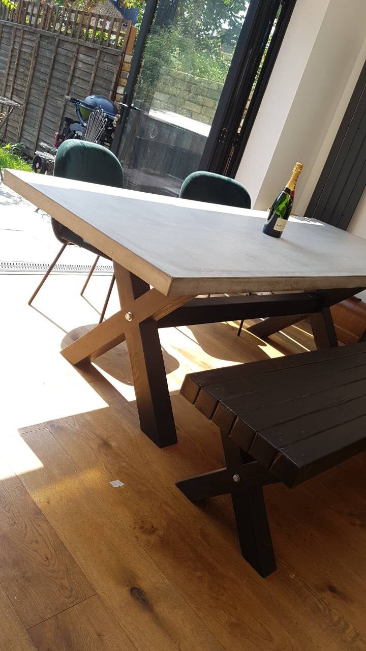 Concrete Dining Table With Reclaimed Timber Legs by Kelham Etsy UK