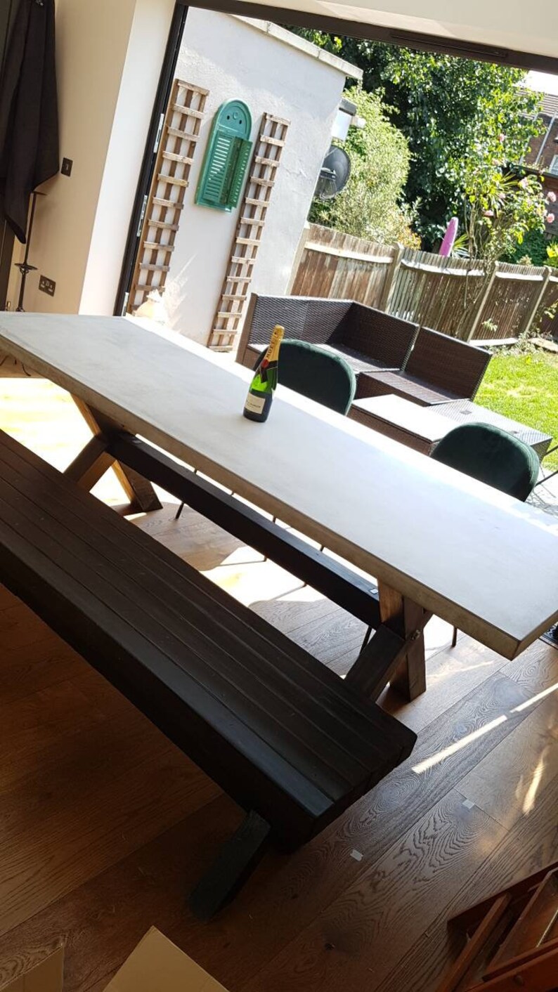 Concrete Dining Table With Reclaimed Timber Legs by Kelham Etsy UK