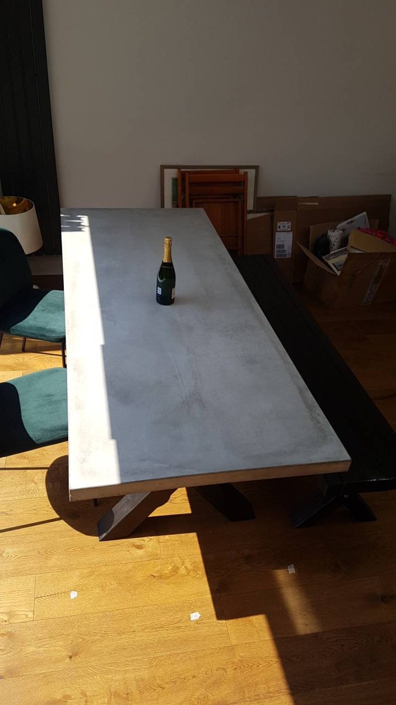 Concrete Dining Table With Reclaimed Timber Legs by Kelham Etsy UK