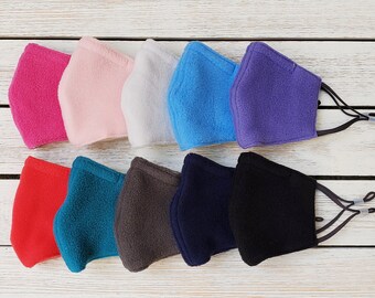 Winter Fleece Face Mask / Cozy and Warm for Cold Weather / Adult and Kids, Adjustable Straps and Filter Pocket, Christmas Gift Ideas