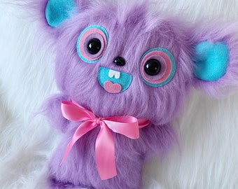 Pastelllila björnplysch – Handgjord kuslig söt kawaii plysch