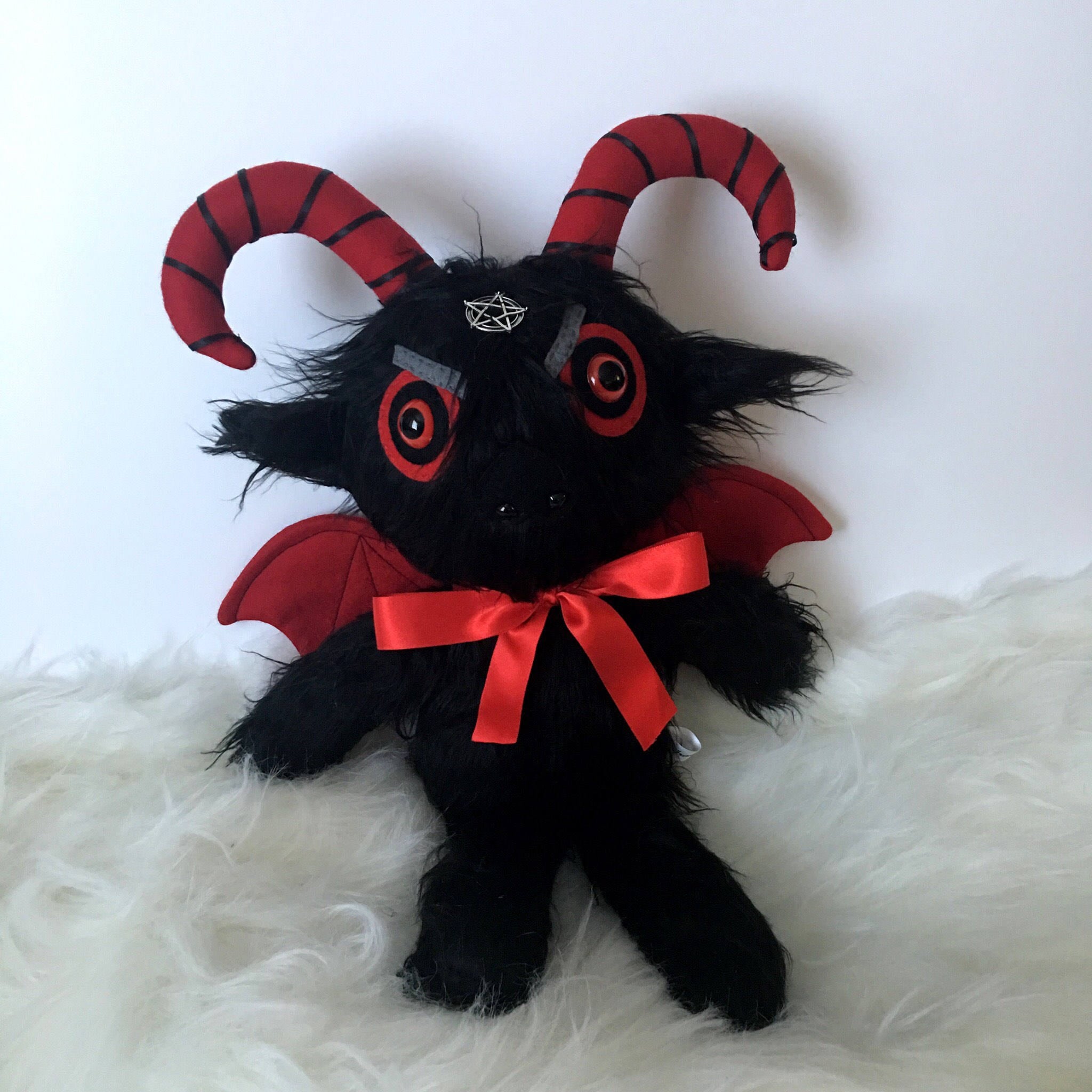 Devil Bunny Black and Pink Plush Bag