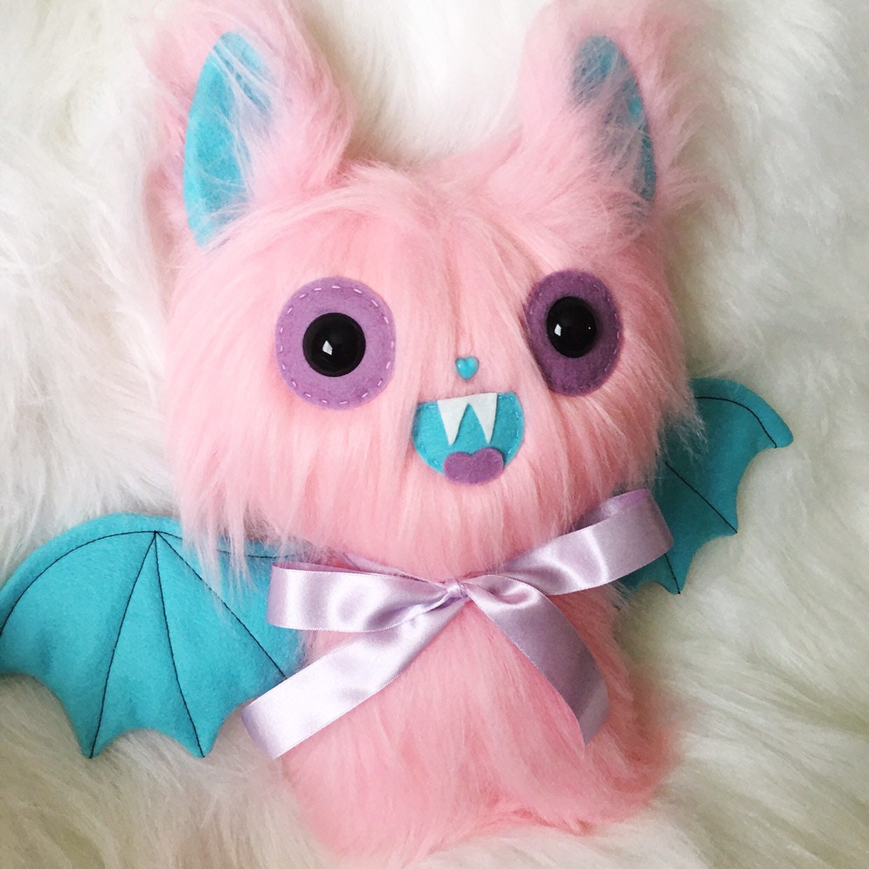 Goth Plush Bunny Handmade Creepy Cute Stuffed Animal Pastel