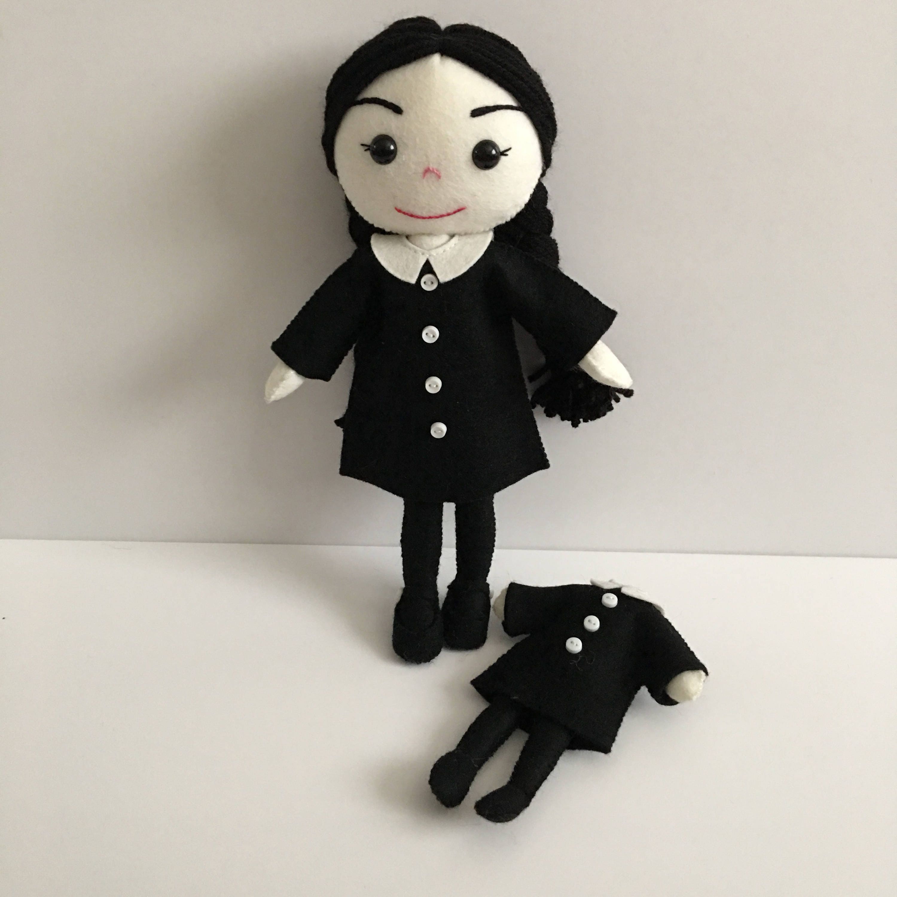 Wednesday Addams doll Creepy art doll Gothic art unique doll Rag doll Movie  doll