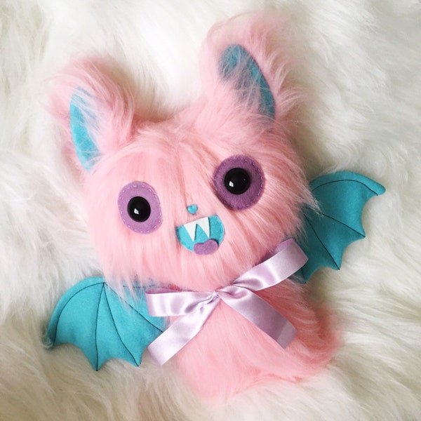Pastel Bat Plush Toy - Kawaii Plushie - Weird Stuffed Animals - Creepy Cute Plush - Fairy Kei - Pastel Goth