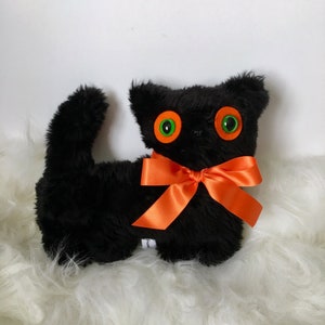 Small Black & Orange Cat Plush Toy OOAK Art Doll Kawaii Plushie Ugly Cute Toys Stay Weird Stuffed Animals Halloween Spooky Cats