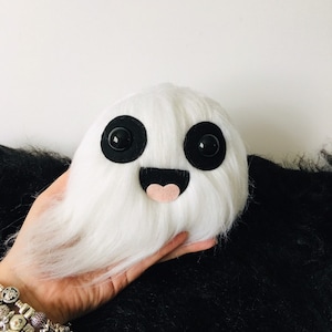 Baby Boo - Mini Ghost Plush Toy - 6x6” - Halloween Decor - Halloween Gifts - Creepy Cute - Pastel Goth Gifts - Ugly Cute