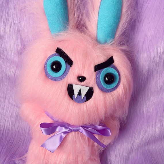 12'' Creepy Goth Bunny Plush Crazy Rabbit Plushie Toys, Spooky