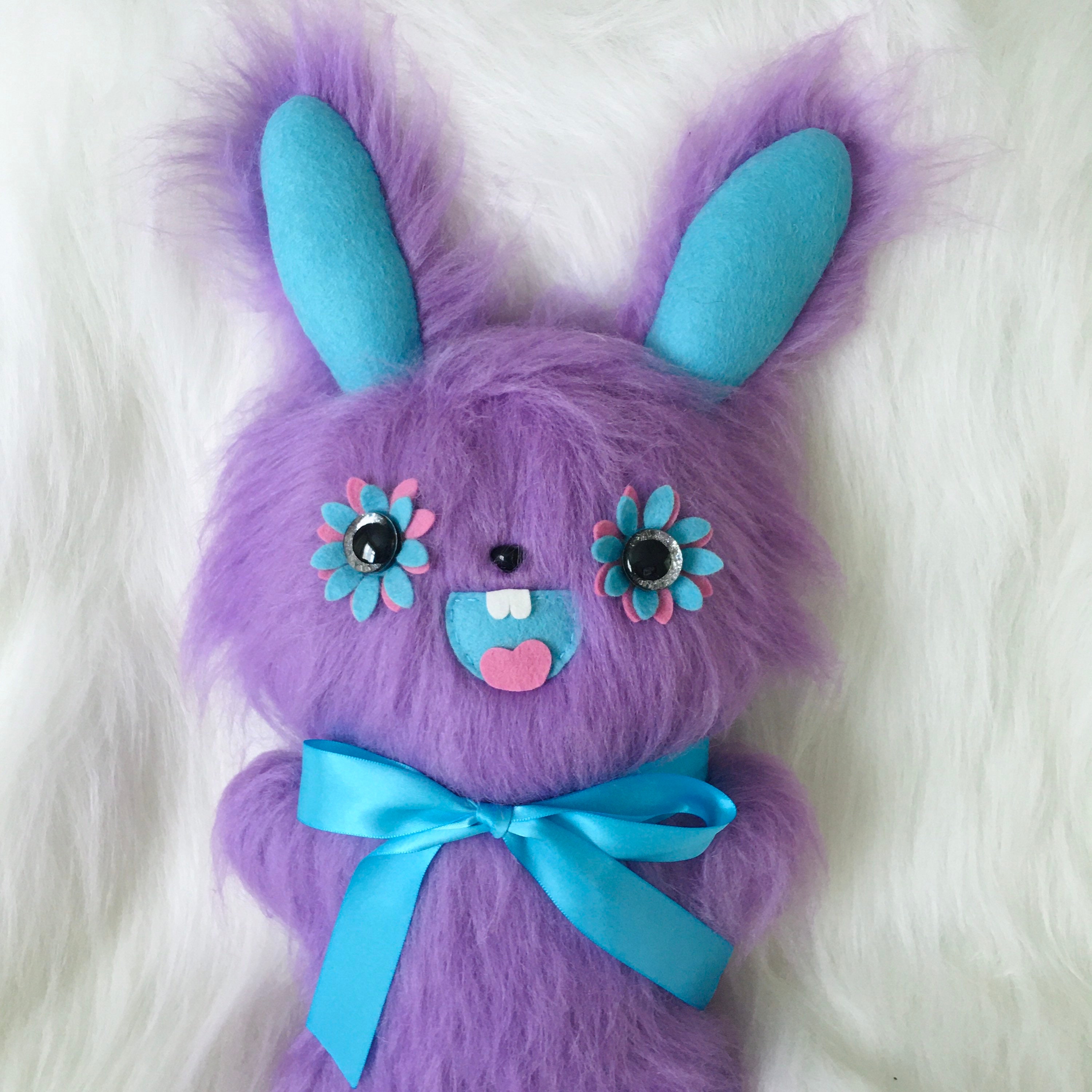 Goth Plush Bunny Handmade Creepy Cute Stuffed Animal Pastel