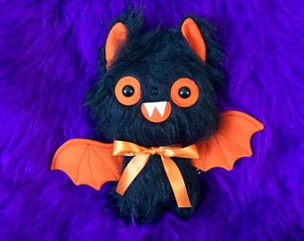 Halloween Black Bat Plush Toy - Kawaii Plushie - Weird Stuffed Animals - OOAK Horror Toys - Dracula Plush - Adult Toys - Creepy Cute