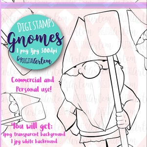 Wichtel Digital Stempel - Digi Stamp - Weihnachtszwerg - Gartenzwerg - Scrapbooking - Kartengestaltung - Grußkarte - Malseite - PNG, JPG
