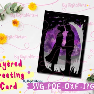 SVG Greeting card files - Anniversary greeting card - Wedding greeting card - 3d greeting card - SVG, DXF Greeting card, Couple, romantic