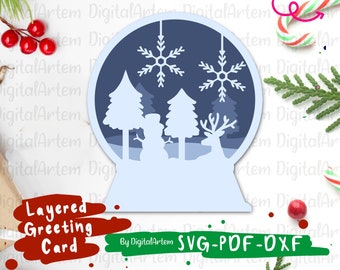 Christmas card download, Snowglobe svg cutting files, SVG shaker card, Layered Christmas Card SVG, SVG ornaments, Christmas greeting card