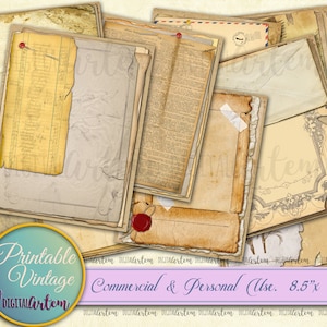 Layered Vintage paper Printable - Vintage Papers - Ephemera - Vintage scrapbook -DIGITAL journal - 8.5"x11" - Old paper Layered junk journal