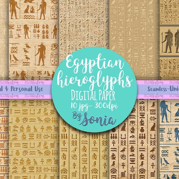 Ägyptische Hieroglyphen Digitales Papier - Ägyptische Hieroglyphen - Ägyptisches Digitales Papier - uraltes - Papyruspapier - Ägypten Götter - Hintergrundpapier