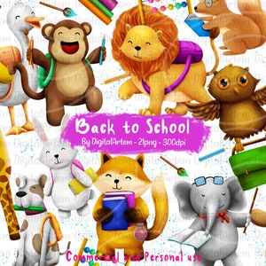 Zurück zu Schule Tiere Clipart-Set - Schule Clipart-Set - Tiere Clipart - Lehre Clipart - Lehrer Clipart-Set - Schulbedarf Clipart