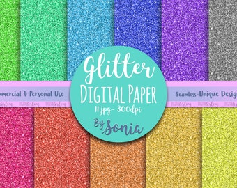Glitter digital paper - rainbow glitter paper- digital glitter - sparkly - luxury glitter paper- digital scrapbook paper - patterned paper