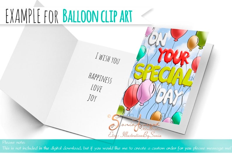 Balloon Words CLIPART Balloon Letterscelebration Party Etsy