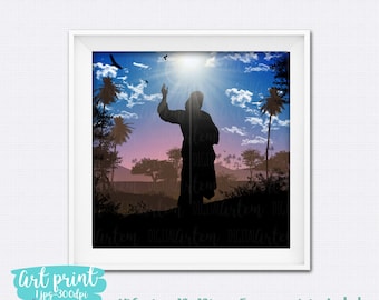 Jesus Christ Illustration Art Print. Printable Art - Instant Download - Christian Wall Art - Jesus Christ - Christianity - Religious art LDS