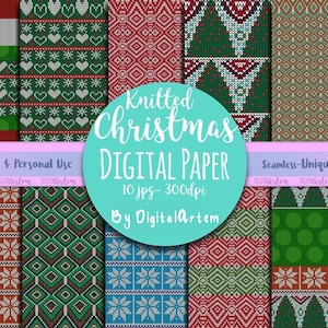 Christmas Ugly Sweater- Knitted Digital Paper- Seamless paper, Christmas paper pack, Christmas sweater DIGITAL paper, Scrapbook, Xmas paper
