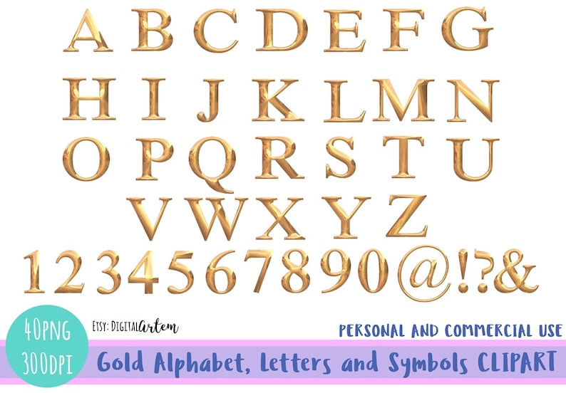 Gold PNG Alphabet Letters CLIPART Gold Metallic Alphabet - Etsy