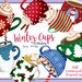 Winter cups clipart - Christmas Coffee Tea Clipart - Hot chocolate Clipart, Christmas Sweets & Treats Digital Clip Art, Holiday Printables 