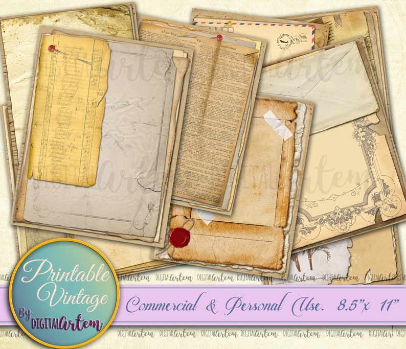 Layered Vintage Paper Printable Vintage Papers Ephemera Etsy Australia