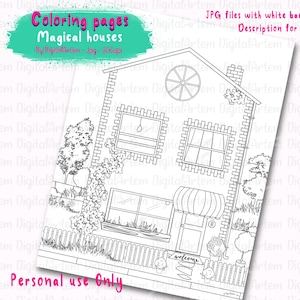 Adult Coloring Pages - House with garden colouring page, book -Coloring Pages for Adults -Digital illustration -Instant Download Printable -