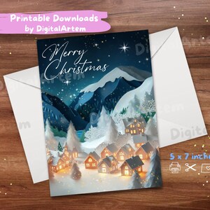 Arte moderna para cartão de felicitações de Natal. Cartão para impressão. DOWNLOAD DIGITAL. Cartão de felicitações de Natal. Imprima em casa. Uso pessoal. 5x7 polegadas