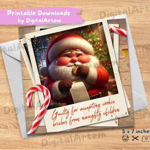 Cartão de saudação de Natal do Papai Noel. Cartão engraçado com ilustração do Papai Noel. DOWNLOAD DIGITAL. Cartão de saudação de Natal. Imprima em casa. Uso pessoal. 5x5"