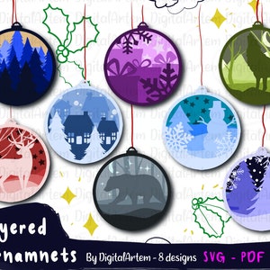 SVG Christmas ornaments - Layered SVG ornaments - winter ornamanets - Cricut Christmas ornaments - Cricut svg files - Winter Svg - 3d svg