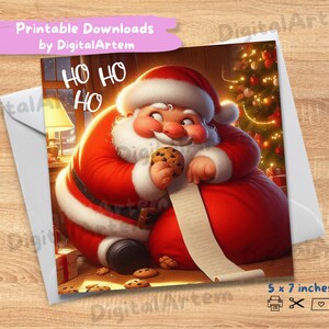 Ilustração fofa de Papai Noel. Cartão de Papai Noel de Natal. DOWNLOAD DIGITAL. Cartão de Natal divertido. Imprima em casa. Uso pessoal. 5x5 polegadas