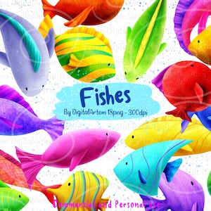 Imágenes prediseñadas de peces coloridos - Imágenes prediseñadas submarinas - Imágenes prediseñadas de peces payaso - Peces coloridos - Playa - Océano - Peces tropicales - Imágenes prediseñadas de verano - Pesca