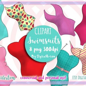 Swimsuit Clipart- Beach Clipart - Pool party - Swimsuit retro - bikini - swimming suit -clipart - Summer clipart - Cute clipart - Female