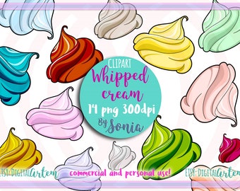 Whipped cream CLIPART - coffee cream - dollop clipart -cupcake clip art - sweets clipart - cake- ice cream - food clipart - instant download