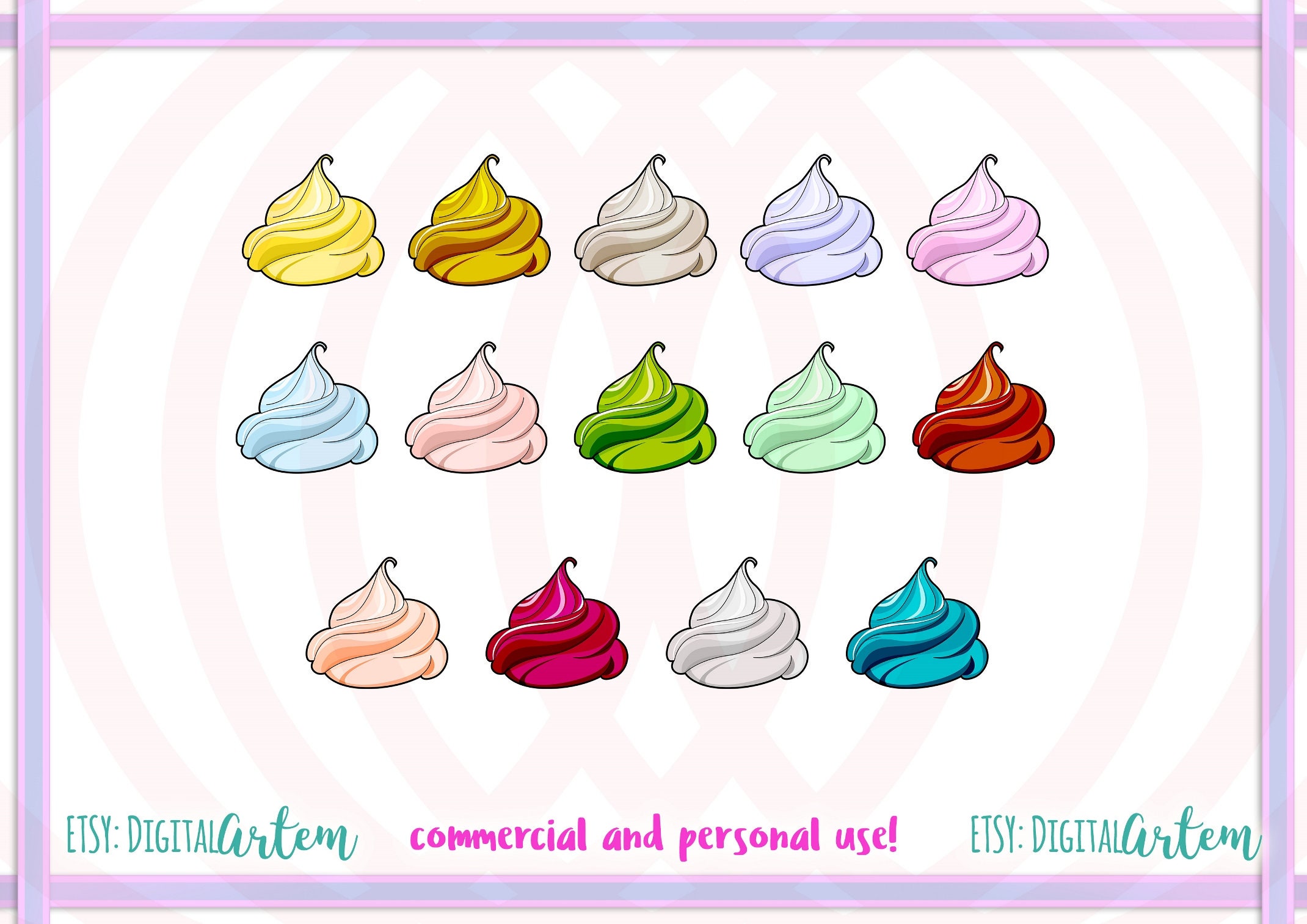Whipped Cream CLIPART Coffee Cream Dollop Clipart cupcake Etsy