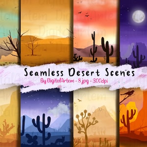 Seamless desert sunset scenes - Seamless digital Papers- Desert - Sand - Arizona - Nevada - Egypt - Seamless desert digital papers - Sunrise