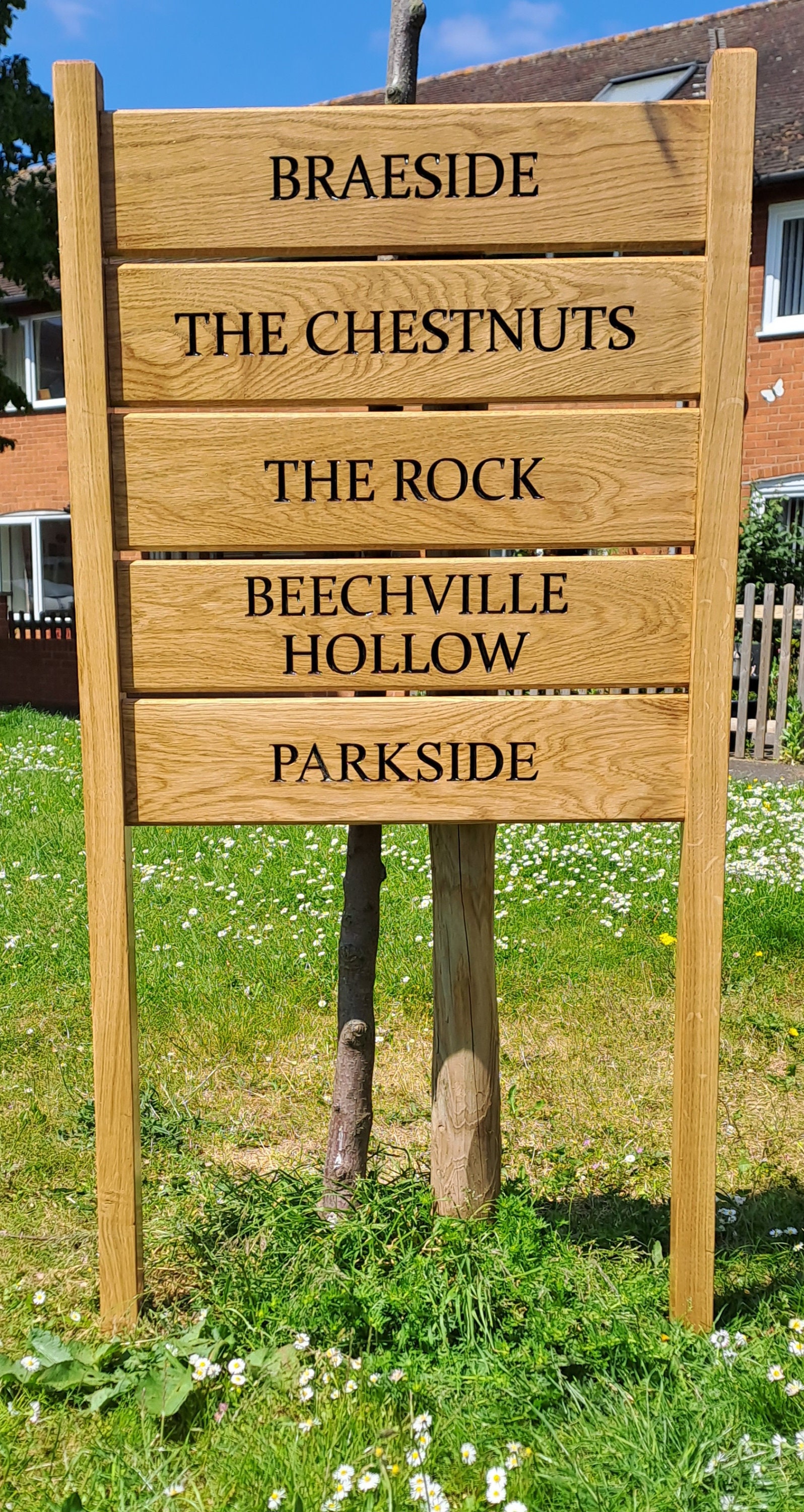 Custom Ladder Signs Oak Wooden Personalised Driveway Home Business Commercial Ladder Sign ...