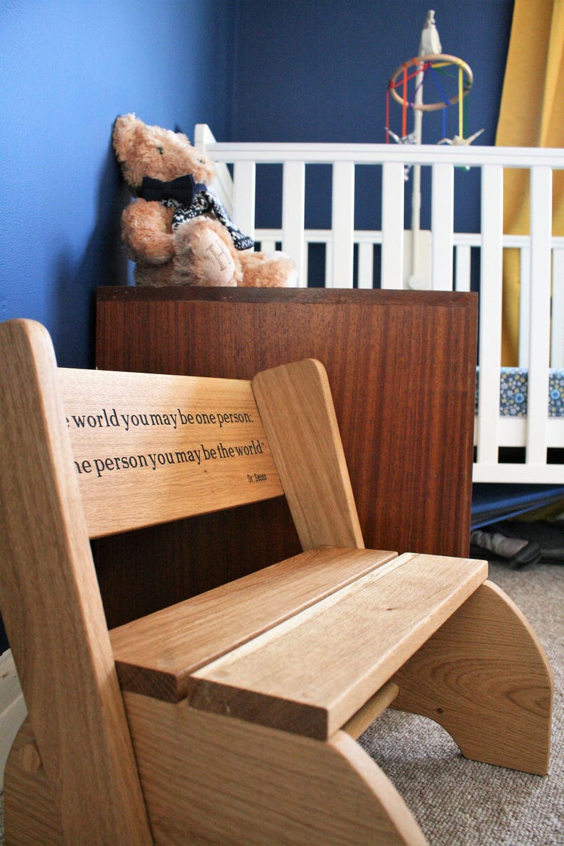 Wooden Personalised Oak Childs Chair Step Stool Toddlers Etsy UK