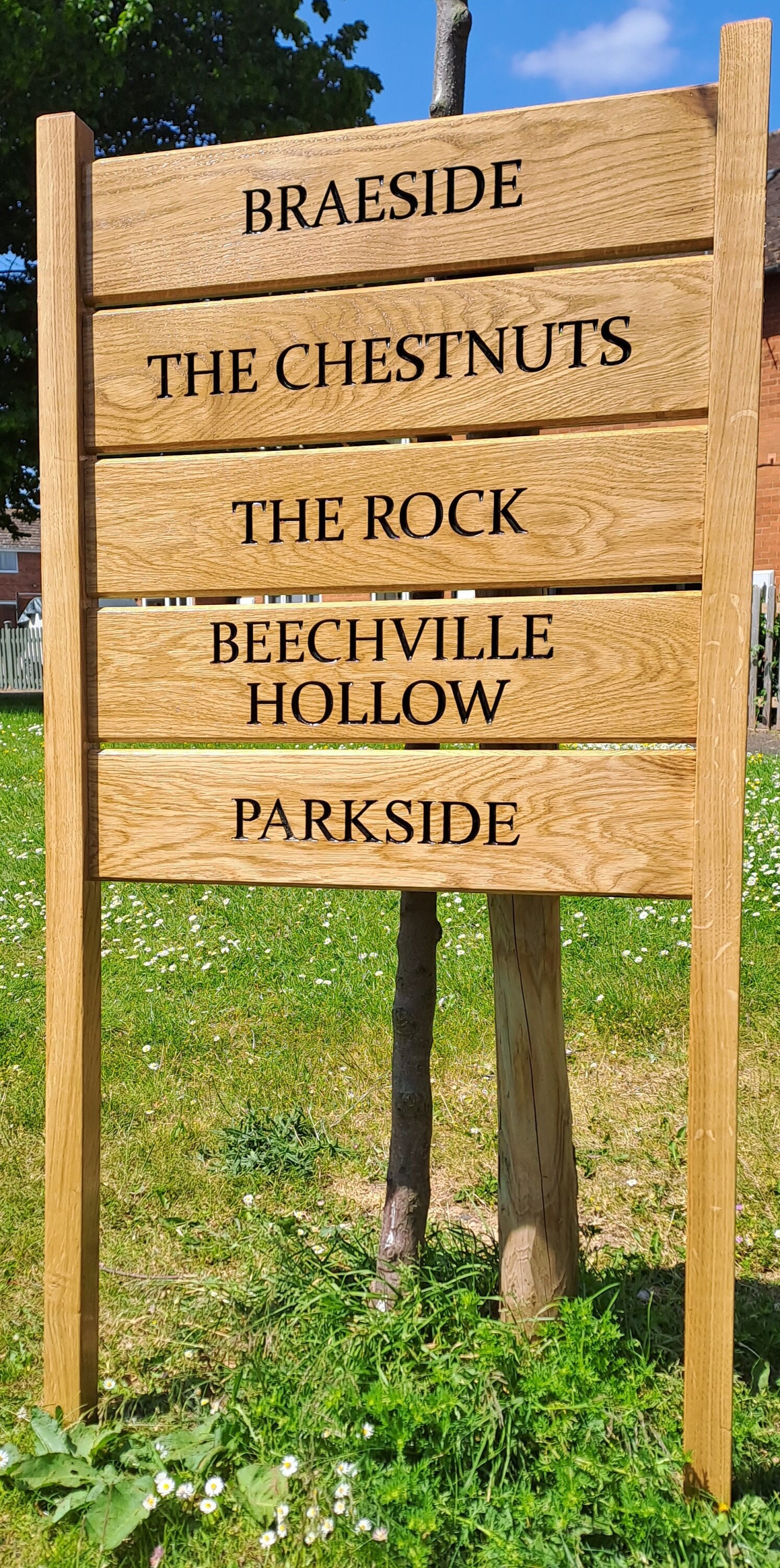 Custom Ladder Signs Oak Wooden Personalised Driveway Home Business Commercial Ladder Sign ...