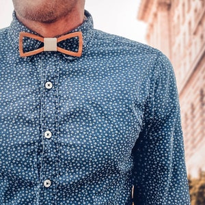 Wooden Bow Tie, Cherry wood, Interchangeable fabrics, Made from recycled wood, Gift for Him, Wedding accessories, Groom ideas, Wedding suit