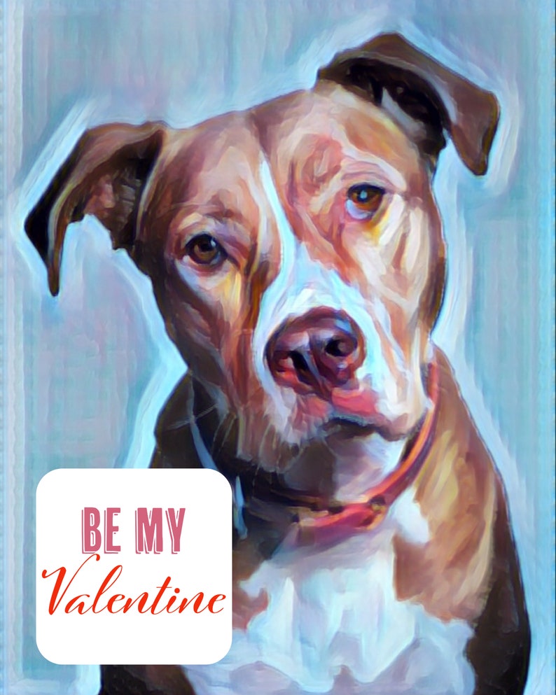 Pitbull Card Dog Cards Love Dog Stationery Pit Bull Dog Lover Pet Digital Art Valentines Day ...