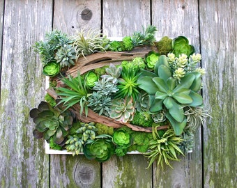 Succulent Arrangement, Faux Succulent Wall Hanging 15" Arrangement, Wall Decor, Vertical Garden, Succulent Planter, Wall Decor, Boho Decor