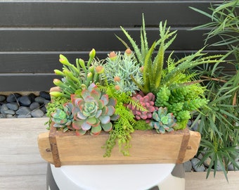 Succulent Arrangement, Faux Succulent Planter in Vintage Brick Mould, Coastal Centerpiece, Succulent Centerpiece, Vintage Decor, Boho Decor