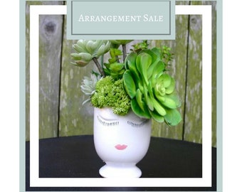 Faux Succulent Arrangement, Ceramic Celfie Pot Faux Succulent Arrangement, Centerpiece, Home Gifts, Home Decor, Succulent Planter, Sale