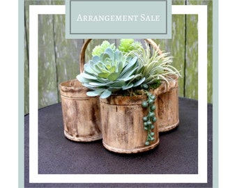 Faux Succulent Arrangement, Metal Caddy Succulent Arrangement, Home Decor Centerpiece, Gift, Succulent Planter, Organization, Sale