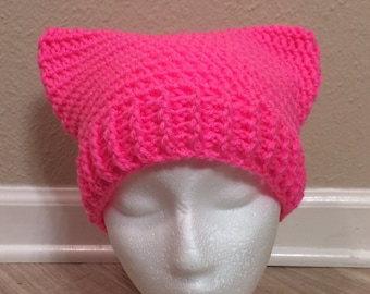 Hot Pink Womens Crochet Pussyhat